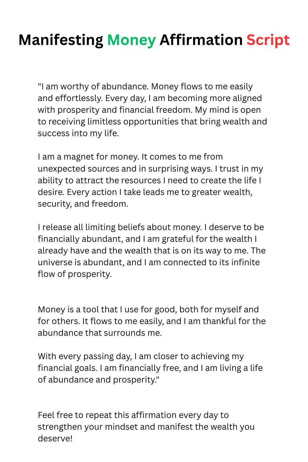 20 Most powerful affirmations for money manifestation in 2025