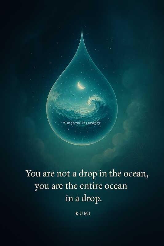 Rumi Quote Poster – “You Are the Ocean in a Drop” – Printable Mystical Wall Art – Spiritual Universe Mandala Decor