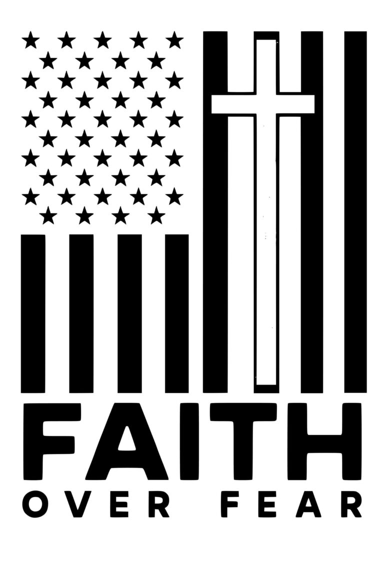 faith over fear sticker, Christian flag decal, religious patriotic vinyl, cross USA sticker bible verse faith, God over fear decal Jesus USA